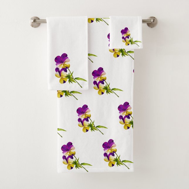 "La fête du Pansy" sur un ensemble de serviettes d (En situation)