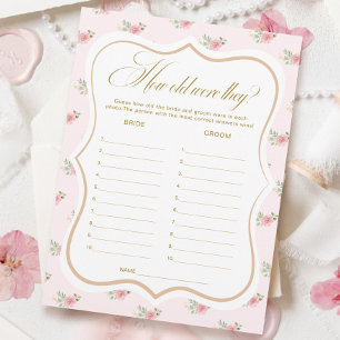 La fête du thé nuptiale devine la carte de jeu Age