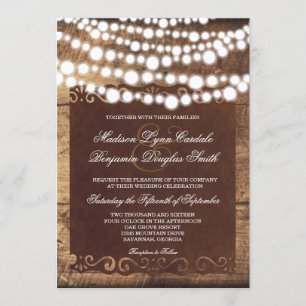 La ficelle rustique de pays allume des invitations