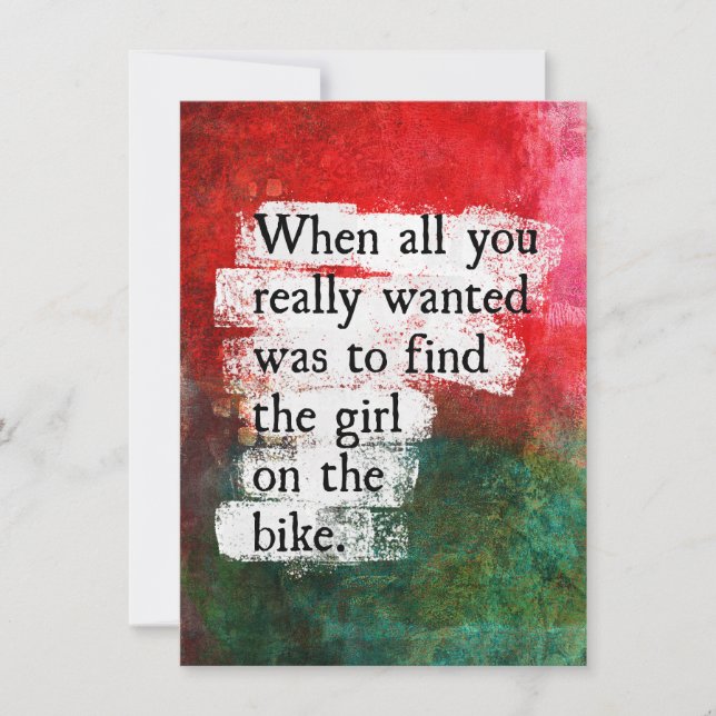 La Fille Sur La Carte De Voeux Vélo (Devant)
