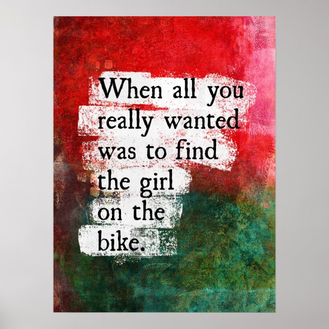 La Fille Sur Le Bike Poster Mur Art (Devant)
