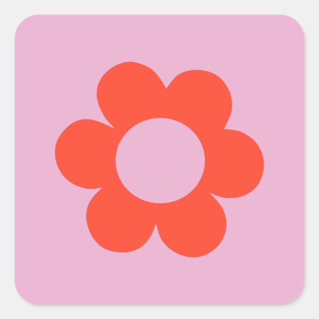 La Fleur 02 Flower Print Pink Retro Preppy Floral Square Sticker (Front)
