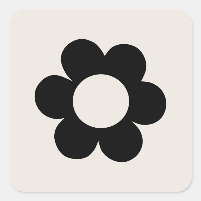 La Fleur 03 Retro Floral Black And White Flower Square Sticker (Front)