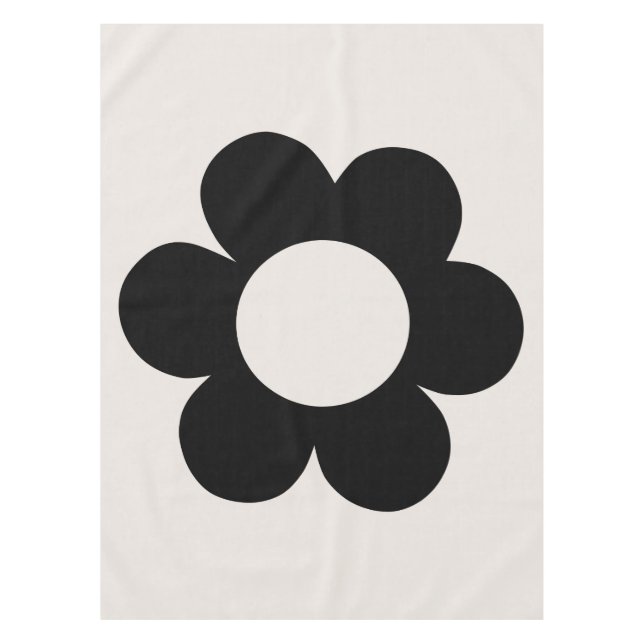 La Fleur 03 Retro Floral Black And White Flower Tablecloth (Front)