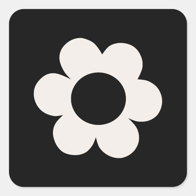 La Fleur 06 Retro Floral Black And White Flower Square Sticker (Front)
