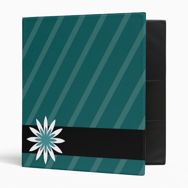 La fleur turquoise et blanche barre le classeur (Devant/intérieur)
