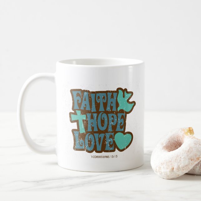 La foi, l'espoir et l'amour du café Mug (Avec donut)