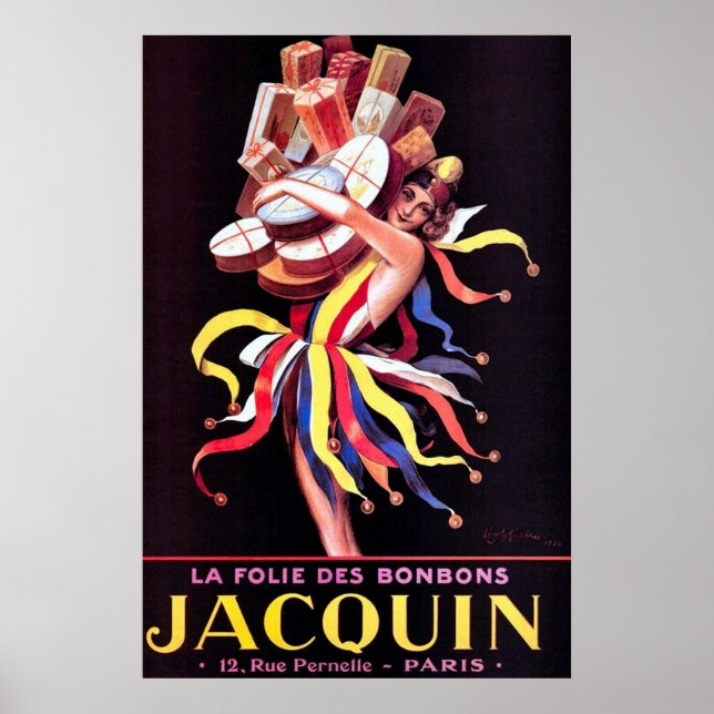 La Folie Des Bonbons Jacquin Vintage Advertisement Poster (Front)