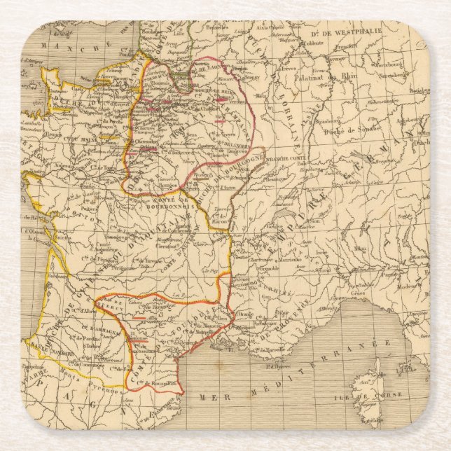 La France 1108 a 1180 Square Paper Coaster (Front)