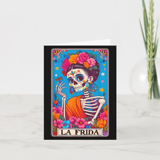 La Frida Dia De Los Muertos Day Of Dead Halloween  Card (Front)