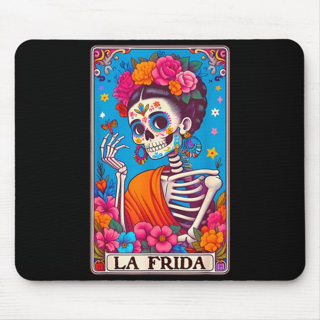 La Frida Dia De Los Muertos Day Of Dead Halloween  Mouse Pad (Front)