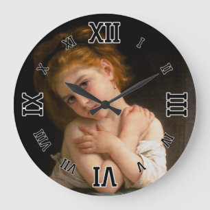 La Frileuse by William-Adolphe Bouguereau Large Clock