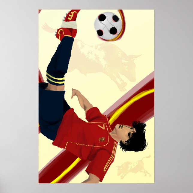 La Furia Roja Spanish Spain 2014 Soccer by Sarjis Poster (Front)