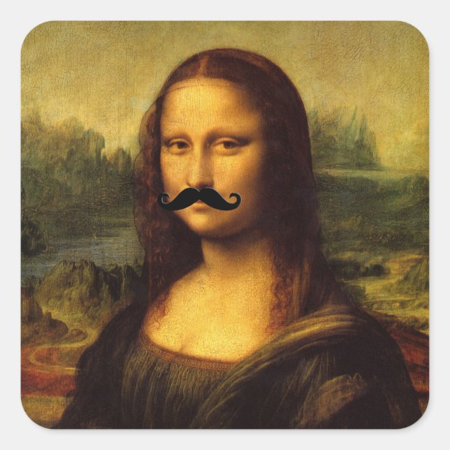 La Gioconda With Beard Square Sticker (Front)