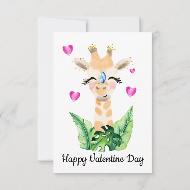 La Giraffe Et La Carte Valentine Papillon (Devant)