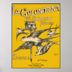 La Golondrina Swallow Fantasia - Vintage Music Poster