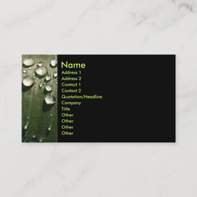 La goutte de pluie ombrage le carte de visite (Devant)