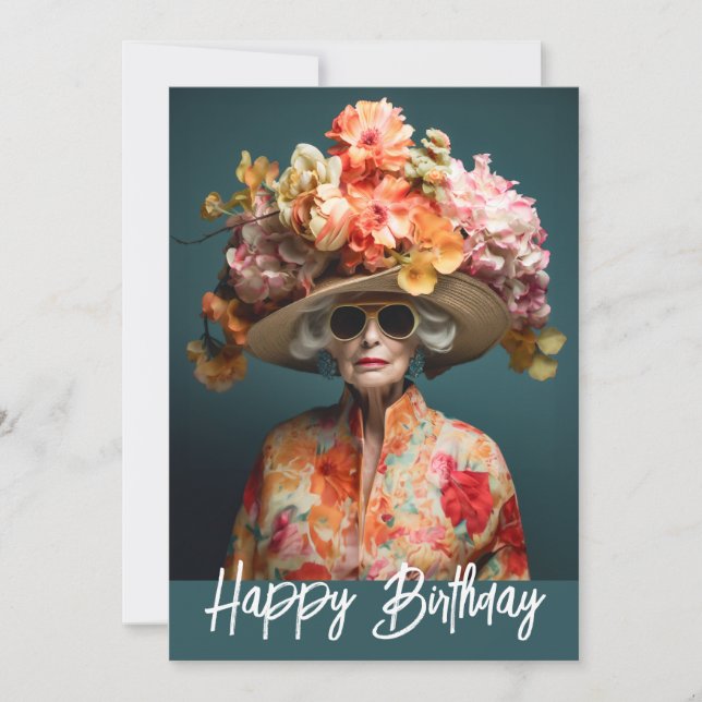 La Grande Dame Flower Hat Invitation (Front)