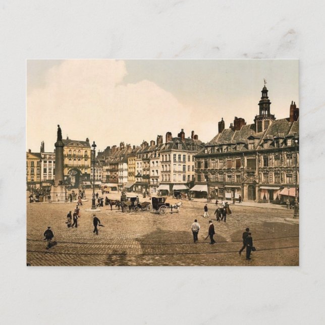 La Grande Place, Lille, France vintage Photochrom Postcard (Front)