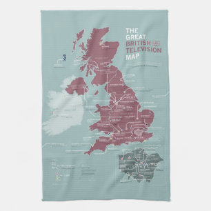 La grande serviette de thé britannique de carte d
