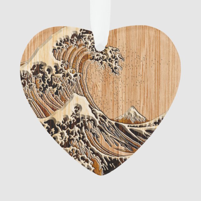 La Grande Vague Hokusai Style Bamboo Bois (devant)