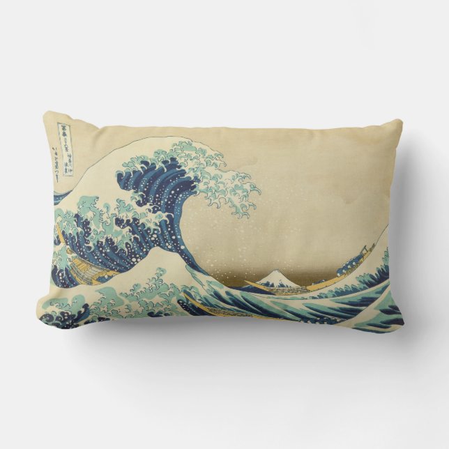 La grande vague outre du rivage du coussin de (Recto)