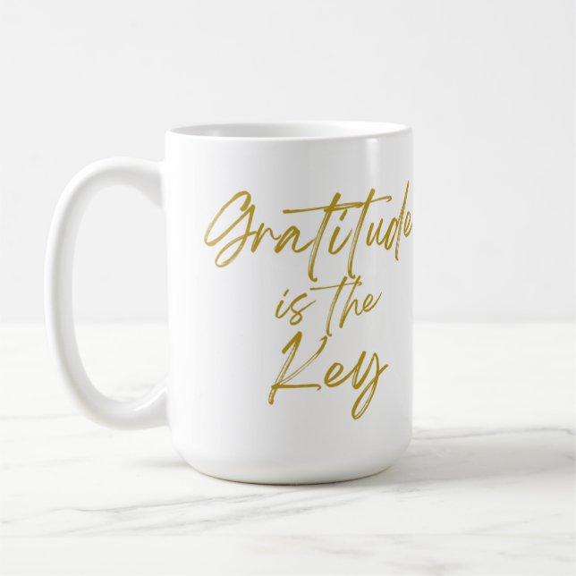 "La gratitude est la clé" 15oz de café Mug (Gauche)