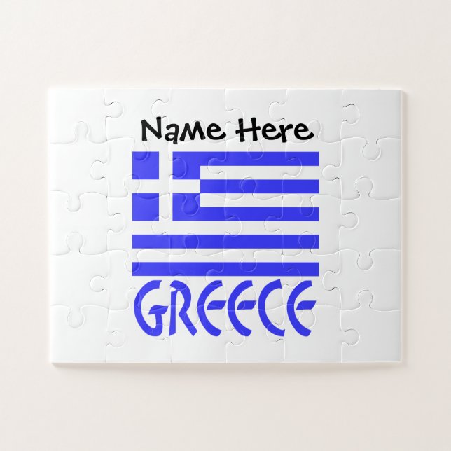 La Grèce et le drapeau grec - Puzzle personnalisé (Horizontal)