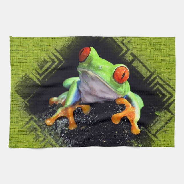 La grenouille 3 a encadré des serviettes de (Horizontal)