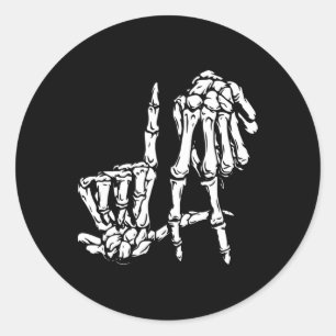 La Hand Sign Lazy Diy Halloween Costume Skeleton L Classic Round Sticker