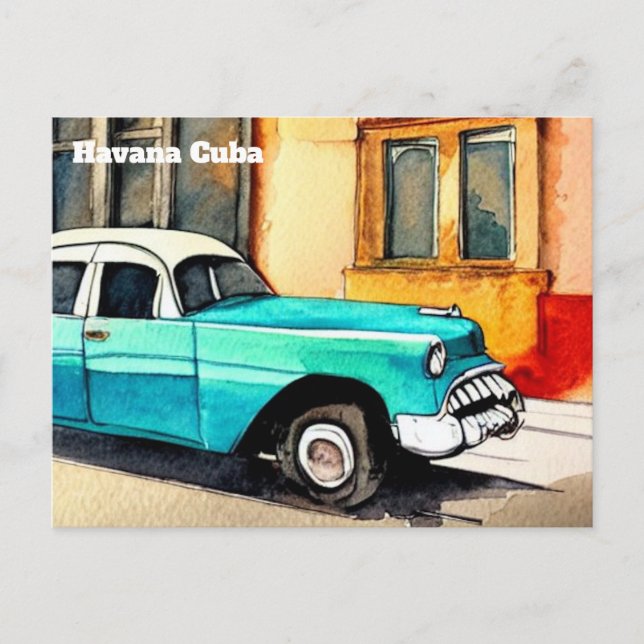 la havane cuba carte postale vieille voiture (Devant)