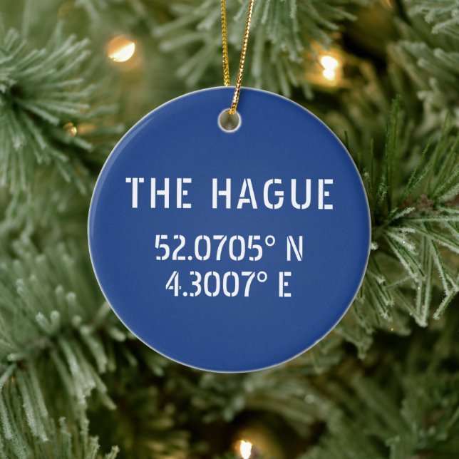 La Haye Latitude Longitude Ornement en céramique b (Arbre)