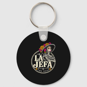 La jefa boss dia de los muertos skull woman  keychain