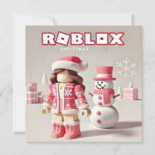 La jolie carte de Noël rose de Robloxo pour les fi