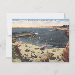 La Jolla CA, Bathing Beach 1940s Vintage Postcard