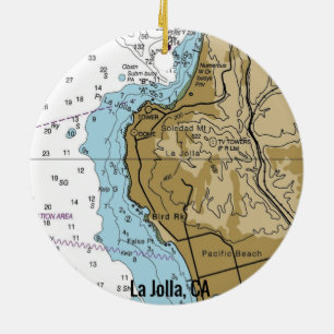 La Jolla CA Chart Ceramic Ornament