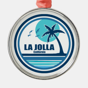 La Jolla California Palm Tree Birds Metal Ornament