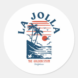 La Jolla California Retro Surfer Vintage Beach Men Classic Round Sticker