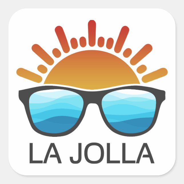 La Jolla California Sunglasses Square Sticker (Front)
