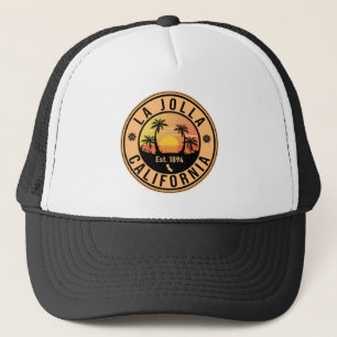 La Jolla California Vintage Palm Trees Souvenirs Trucker Hat