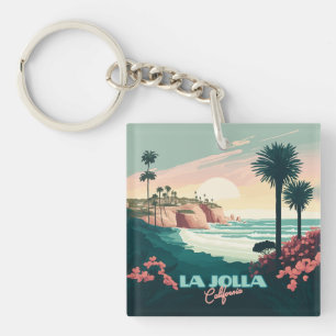 La Jolla Cove San Diego California Retro Keychain