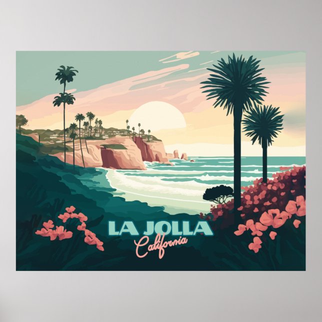 La Jolla Cove San Diego California Retro Poster (Front)