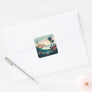 La Jolla Cove San Diego California Retro Square Sticker