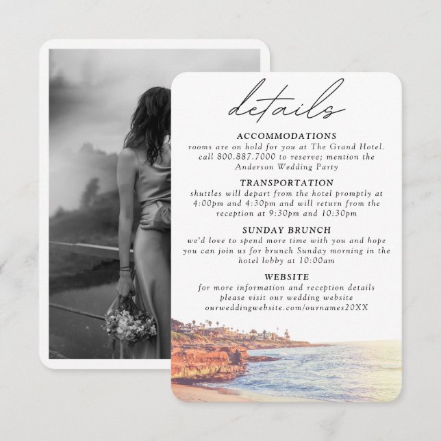 La Jolla Détails du Mariage Carte de boîtier (Devant / Derrière)