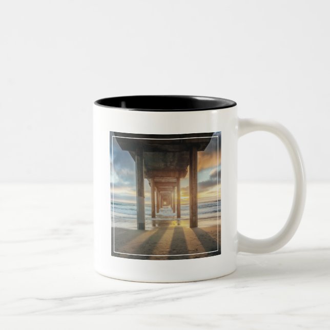La Jolla, Scripps'S Pier At Sunset | San Diego Two-Tone Coffee Mug (Right)