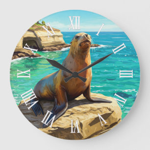 La Jolla Sea Lion California Travel Large Clock