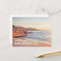 La Jolla Sunset Greetings from San Diego Postcard