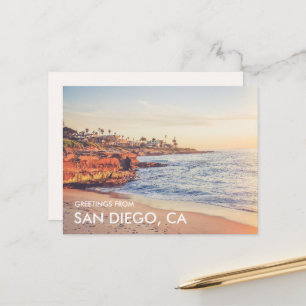 La Jolla Sunset Greetings from San Diego Postcard