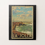 La Jolla Vintage Travel - California Coast Jigsaw Puzzle<br><div class="desc">This La Jolla vintage travel design features a coastal view of La Jolla,  California.</div>