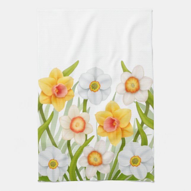 La jonquille de ressort fleurit la serviette de (Vertical)